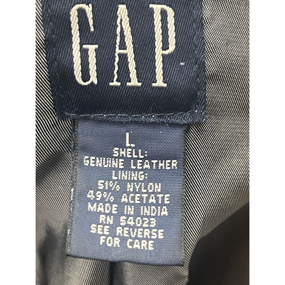 GAP Leather Blazer Womens Sz L Black Jacket Vintage 90's Y2K - Picture 9 of 10
